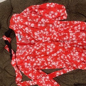 Red floral long sleeve Yumi Kim romper